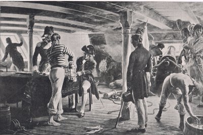 Nelson che invia il suo messaggio storico a Copenaghen, illustrazione da 